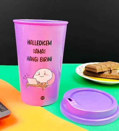 4'Lü Motto Tasarımlı Plastik Kahve Bardağı
