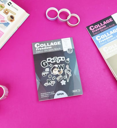 Collage Freedom Sticker Kitabı - 12 Sayfa Renkli Scrapbook Etiket Seti