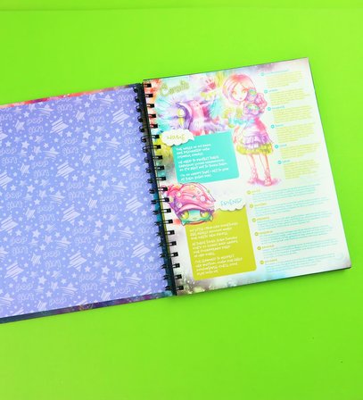 Pop Girl Siyah Sayfa Boyama Kitabı – 60 Sayfa Spiral Defter