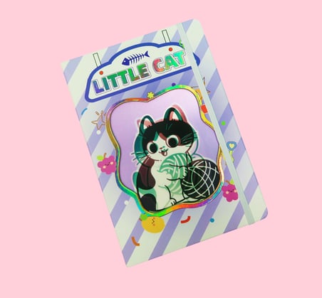 Hologram Kapaklı Sevimli Kedi Defter