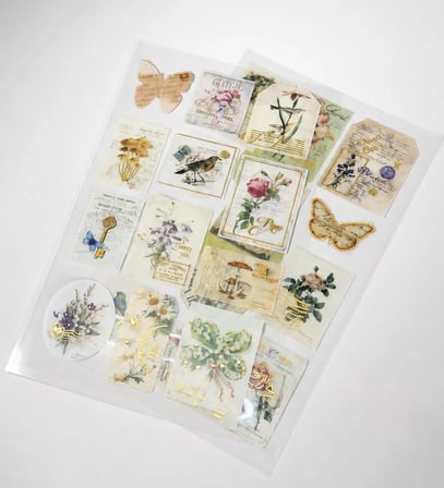 Şeffaf Vintage Pul Sticker Seti
