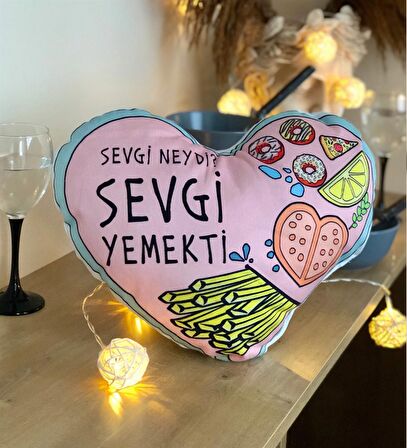 Sevgi Yemekti Tasarımlı Yastık