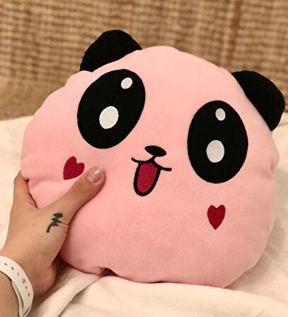 Pembe Peluş Panda Tasarımlı Yastık 