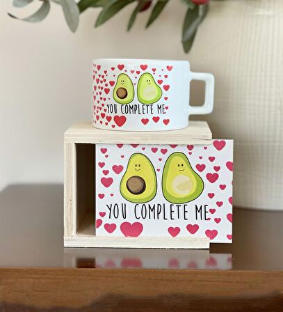 Avokado You Complete Me Tasarımlı Kutulu Kupa