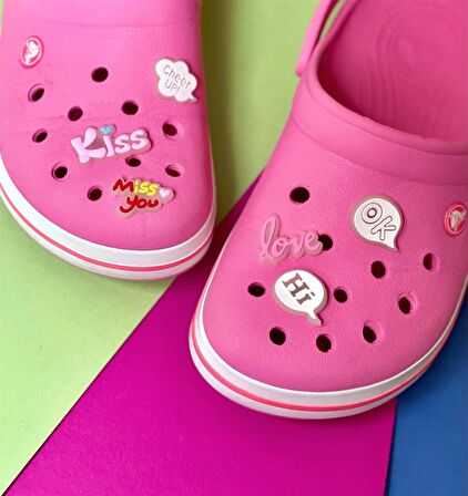 Crocs Jibbitz Fosforlu Terlik Süsü 6'lı Sevimli Love Serisi Karanlıkta Parlar