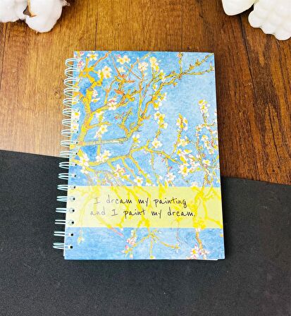 Van Gogh Badem Çiçeği Tasarımlı Spiralli Defter