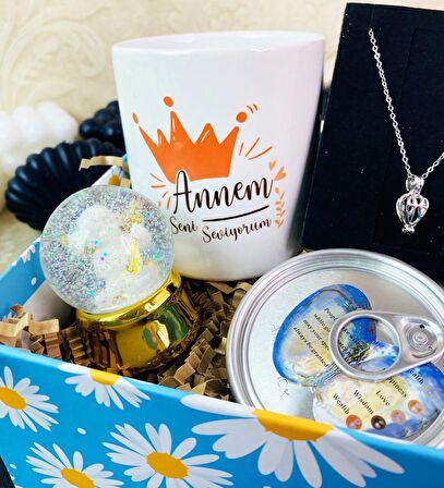 İnci Kolyeli Ve Annem Seni Seviyorum Tasarımlı Mini Hediye Seti