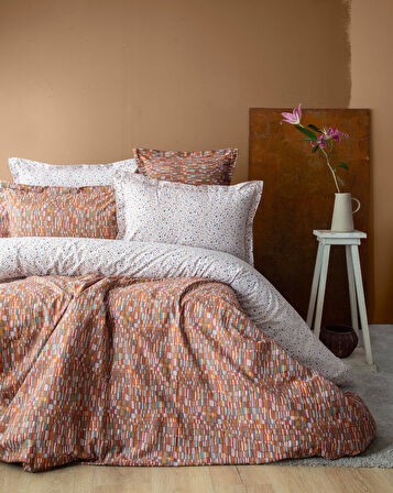 Tek Kişilik Leros Teracotta Nevresim Takımı --