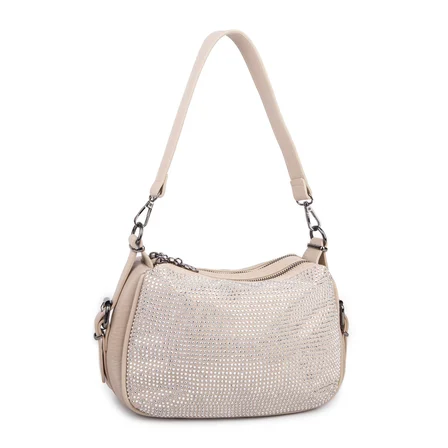 Nas Bag Kadın Omuz ve Çapraz Çanta Çok Gözlü Şık Tasarım (28x18 cm) Kum Taşlı