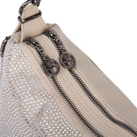 Nas Bag Kadın Omuz ve Çapraz Çanta Çok Gözlü Şık Tasarım (28x18 cm) Kum Taşlı