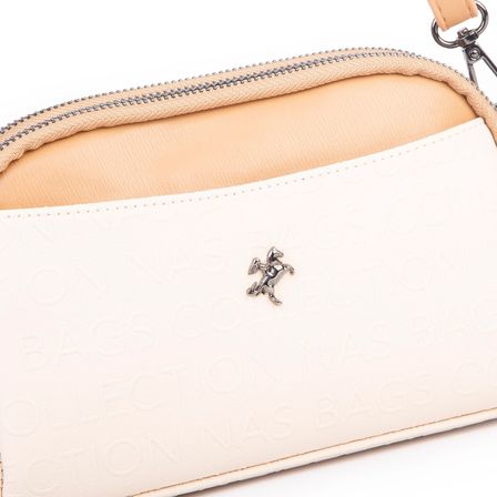Nas Bag Kadın Mini  Şık Çapraz Çanta  Krem Camel Gofraj