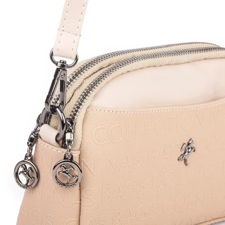 Nas Bag Kadın Mini  Şık Çapraz Çanta  Kum Gofraj