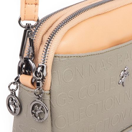 Nas Bag Kadın Mini  Şık Çapraz Çanta  Yeşil Camel Gofraj