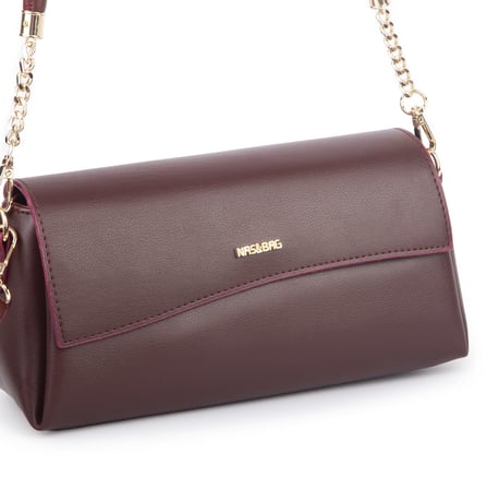 Nas Bag Kadın Sade Şık Omuz ve Çapraz Çanta (en 24 cm ;boy 12 cm ) Bordo
