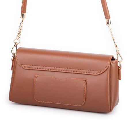 Nas Bag Kadın Sade Şık Omuz ve Çapraz Çanta (en 24 cm ;boy 12 cm ) Taba