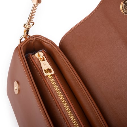 Nas Bag Kadın Sade Şık Omuz ve Çapraz Çanta (en 24 cm ;boy 12 cm ) Taba