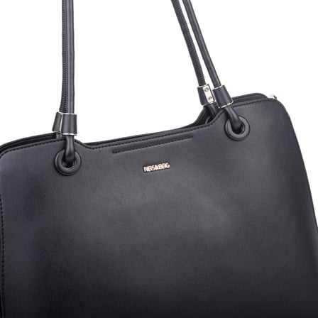 Nas Bag Kadın Sade Şık Zamansız Omuz Çantası ( 32x22 cm ) Siyah