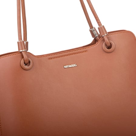Nas Bag Kadın Sade Şık Zamansız Omuz Çantası ( 32x22 cm ) Taba