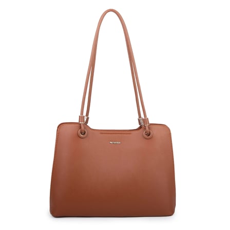 Nas Bag Kadın Sade Şık Zamansız Omuz Çantası ( 32x22 cm ) Taba