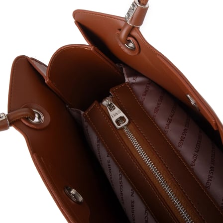 Nas Bag Kadın Sade Şık Zamansız Omuz Çantası ( 32x22 cm ) Taba