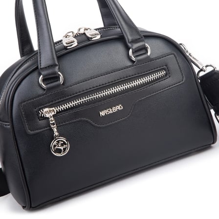 Nas Bag Kadın Şık El ve Postacı Çanta (en 22 cm , boy 16 cm ) Siyah