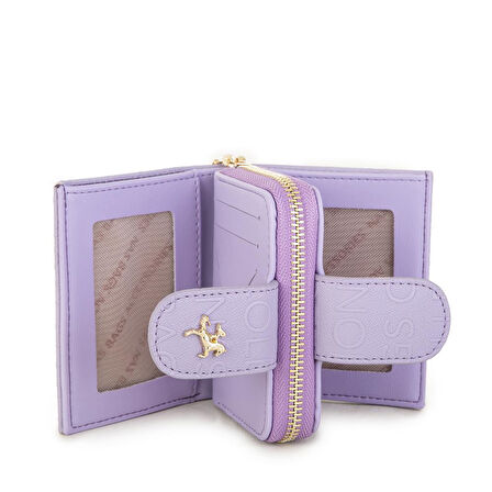 Nas Bag Kadın Çift Kapaklı Mini Cüzdan  Lila Gofraj