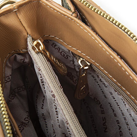 Nas Bag Kadın Çapraz Çanta Yeşil Camel Gofraj