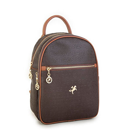 Nas Bag Kadın Sırt Çantası Kahve Taba Gofraj
