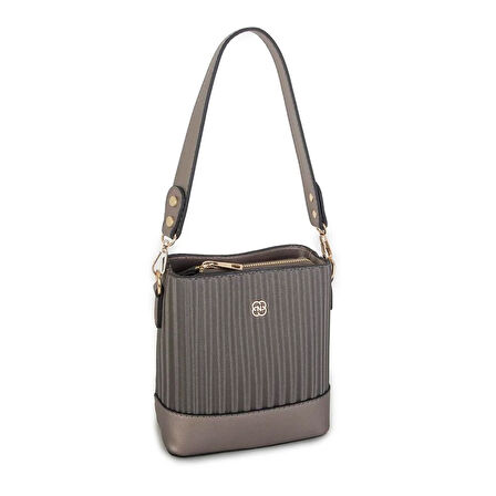 Nas Bag Kadın Mini Omuz ve Çapraz Çantası  Gri Cosmos(eni ;19 cm ,boy;19 cm)