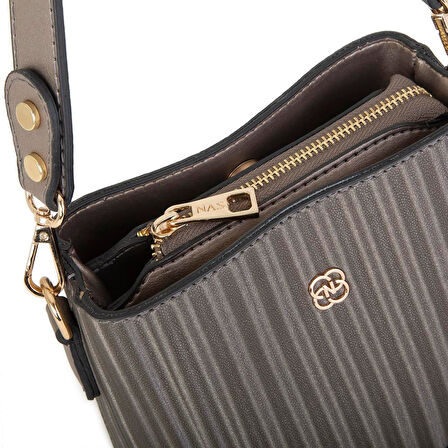Nas Bag Kadın Mini Omuz ve Çapraz Çantası  Gri Cosmos(eni ;19 cm ,boy;19 cm)