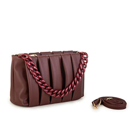 Nas Bag Kadın Omuz Çantası Bordo Dona