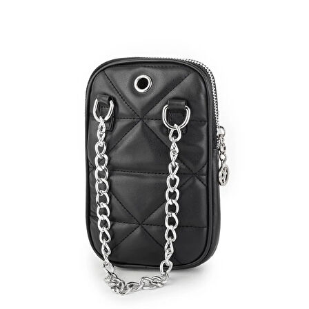 Nas Bag Telefonluk Kadın Çapraz Çanta Siyah Tasli