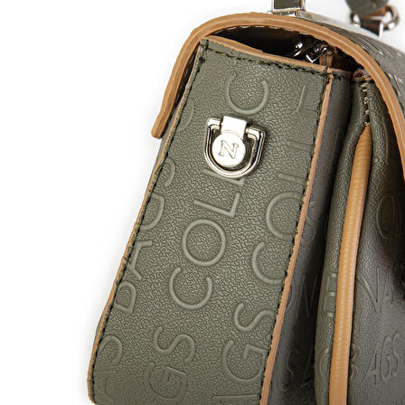 Nas Bag Kadın Çapraz Çanta Yeşil   Camel  Gofraj