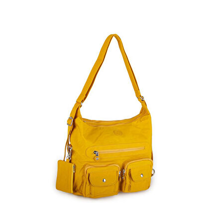 Nas Bag Unisex Zararlı Kimyasal İçermeyen Su İtici Özelliğe Sahip Omuz ve Sırt Çantası Dönüştürülebilir Tasarım  Hardal