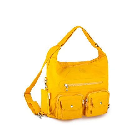 Nas Bag Unisex Zararlı Kimyasal İçermeyen Su İtici Özelliğe Sahip Omuz ve Sırt Çantası Dönüştürülebilir Tasarım  Hardal
