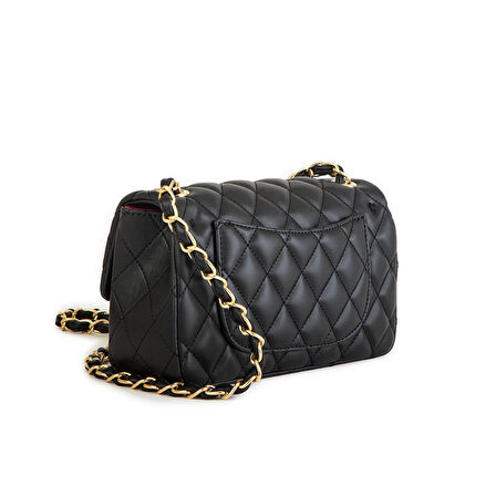 Nas Bag Kadın Çapraz Çanta Kapitone Zincir Detaylı Siyah  Nova 