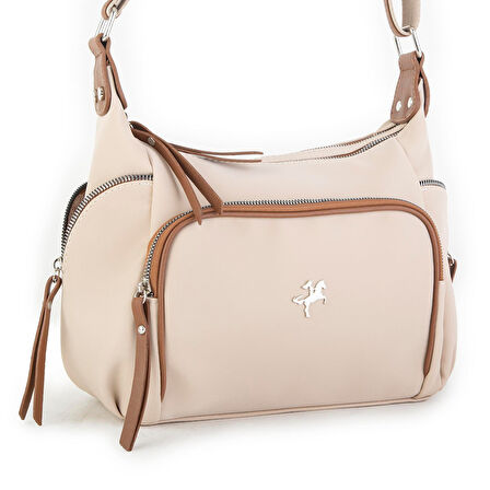 Nas Bag Kadın Çapraz Çanta Kum Taba Buzzy ( 26x21x15 cm)