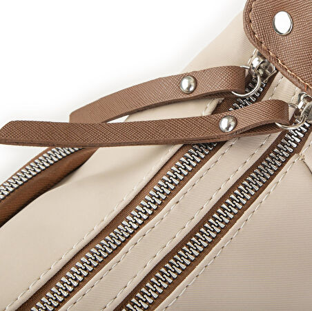 Nas Bag Kadın Çapraz Çanta Kum Taba Buzzy ( 26x21x15 cm)