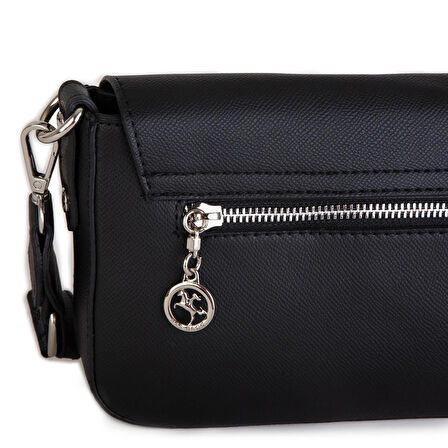 Nas Bag Kadın Postacı Çantası Çift Askılı Siyah Açelya (22x16x5 cm)