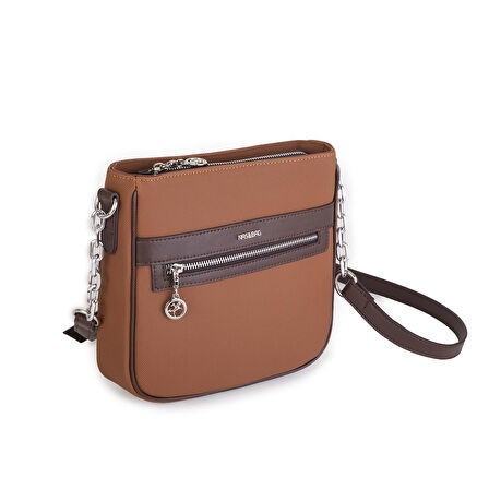 Nas Bag Kadın Çapraz Çanta Spor Ayarlanabilir Askılı  Taba Kahve  Lacst  (ürün ölçüsü :24x24x7 cm)