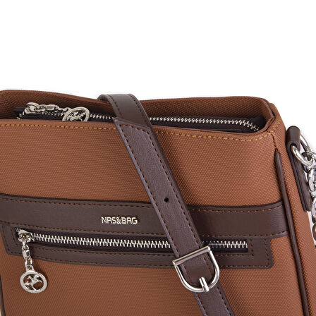 Nas Bag Kadın Çapraz Çanta Spor Ayarlanabilir Askılı  Taba Kahve  Lacst  (ürün ölçüsü :24x24x7 cm)