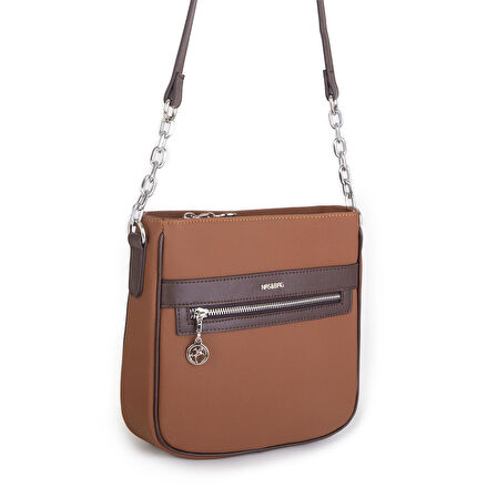 Nas Bag Kadın Çapraz Çanta Spor Ayarlanabilir Askılı  Taba Kahve  Lacst  (ürün ölçüsü :24x24x7 cm)