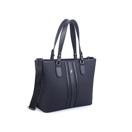 Nas Bag Kadın Omuz Çantası Spor Şık Ayarlanabilir Omuz Askılı Siyah Lacst (33x27x12 cm )