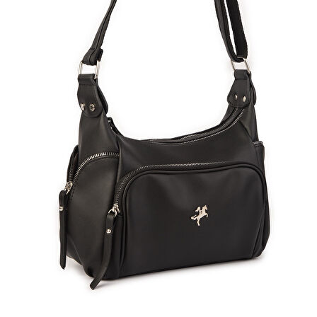 Nas Bag Kadın Çapraz Çanta Siyah Dona   ( 26x21x15 cm)