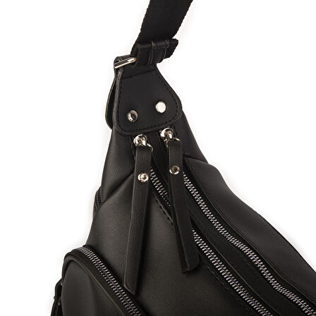 Nas Bag Kadın Çapraz Çanta Siyah Dona   ( 26x21x15 cm)