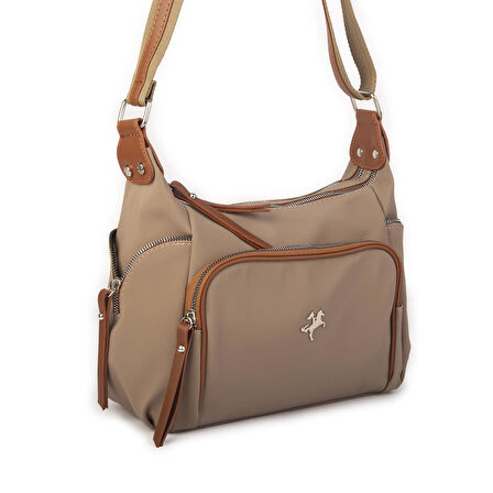 Nas Bag Kadın Çapraz Çanta Vizon Taba Buzzy ( 26x21x15 cm)
