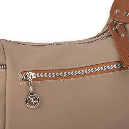 Nas Bag Kadın Çapraz Çanta Vizon Taba Buzzy ( 26x21x15 cm)