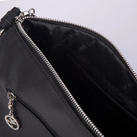 Nas Bag Kadın Çapraz Çok Gözlü Günlük Çanta Siyah  Yıkamalı ( 30x22 cm ebatlarındadır.)