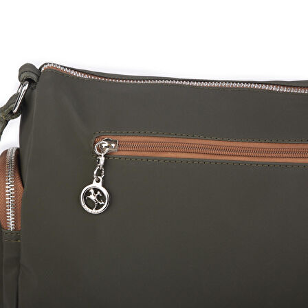 Nas Bag Kadın Çapraz Çok Gözlü Günlük Çanta Yeşil  Taba  Buzzy ( 30x22 cm ebatlarındadır.)