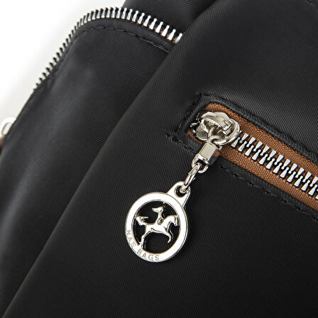 Nas Bag Kadın Çapraz Çanta Siyah Taba  İthal Kumaş ( 26x21x15 cm)